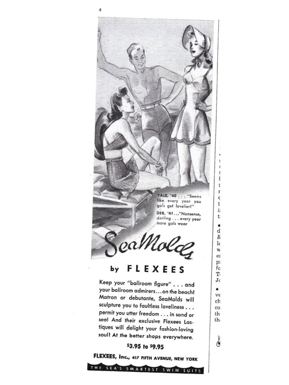 Print Ad SeaMolds Swimwear Flexees Fashion Retro Beachwear Elegance Vintage 1941